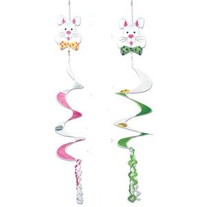 2005 Easter Bunny Wind Spinners in Green & Pink